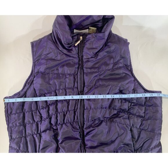 Jane Ashley Womens Size S Quilted Puffer Vest Purple Sleeveless Full Zip Pockets - Picture 10 of 11